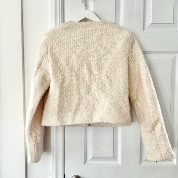 Abercrombie & Fitch Boucle Cropped Blazer Jacket Medium Cream Old Money Chic - Picture 9 of 10
